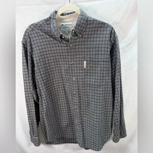 Columbia 100% Cotton L/S Button-Up Plaid Shirt Blue Men's Size Medium